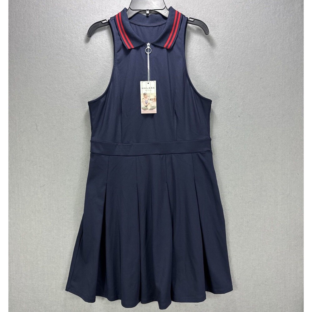 NWT Halara Dress XL Collar Half Zip Pleated Active Dress Soft Stretch Breathable